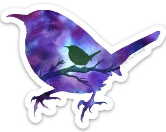 Amethyst Wren 3" vinyl sticker water resistant