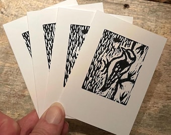 Downy Woodpecker - Set of 4 mini note cards