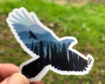 Schieferblauer Waldrabe 3"Vinyl-Aufkleber, wasserfest