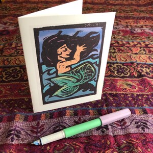 Meerjungfrau Sänger Note Card (leer innen)