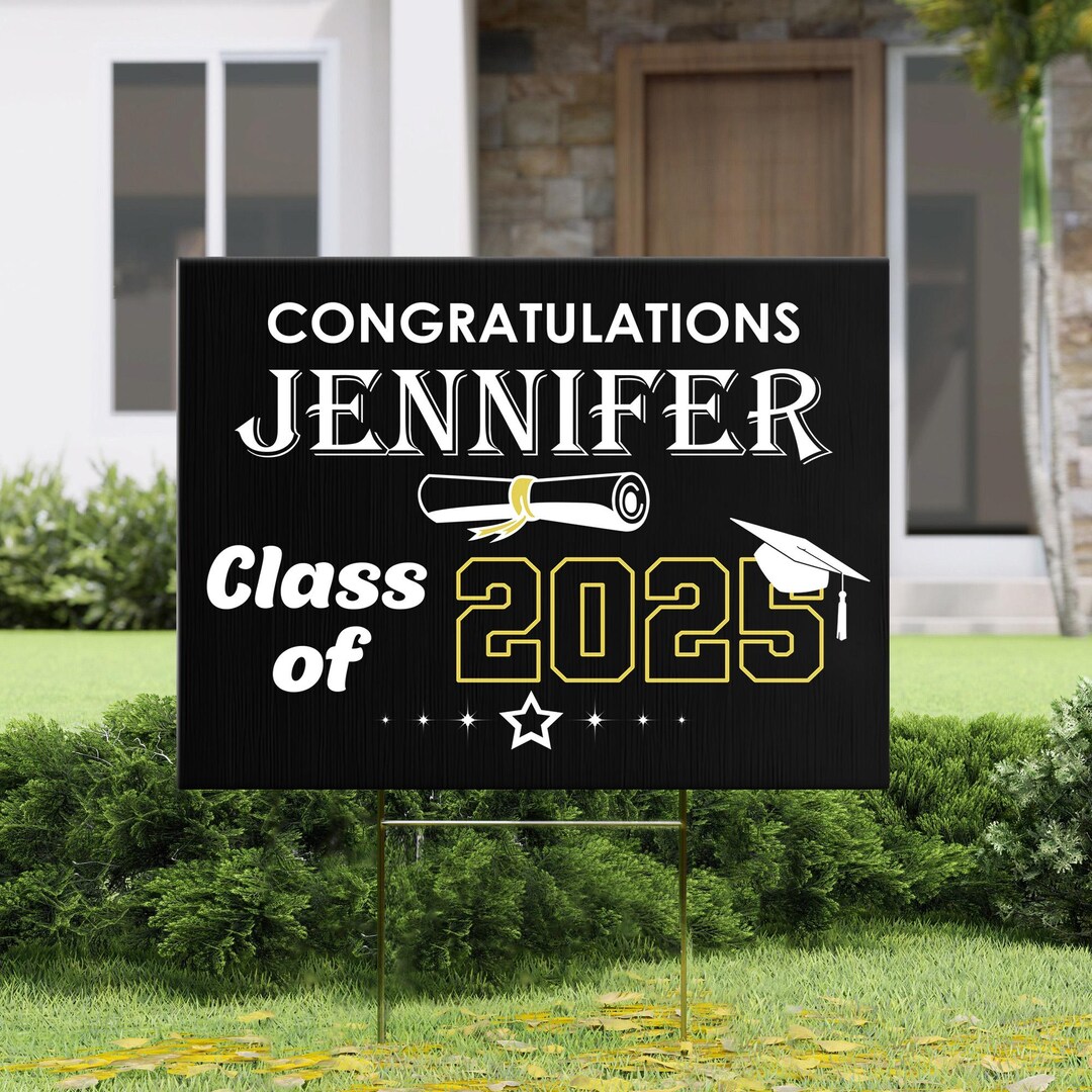 Picket Signs For Graduation Personalized Graduation Yard Sign - Custom Name Graduation Announcement ...