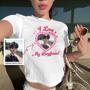 Custom Kpop Idol Fan Baby Tee, Cute Coquette Aesthetic Kpop I Love My Boyfriend Fan Tee Shirt, Tour Merch Gift, Gift For Her