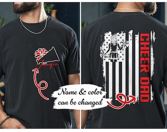 Personalized Cheer Dad Shirt, Custom Kids Name Cheer Dad T-Shirt, Cheer Dad Gift, Cheer Gift for Dad, Cheer Shirt for Dad, Sports Dad Tee