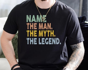 パーソナライズされたお父さんシャツ、カスタム名「The Man The Myth The Legend」シャツ、父の日シャツ、カスタムお父さんシャツ、おじいちゃん、パパへの贈り物