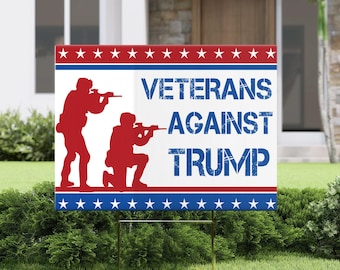 Veterans Against Trump Yard Sign, Harris Walz 2024 Yard Sign, Double Side Election 2024 Yard Sign, Anti Trump Lawn Sign With Metal H Stake