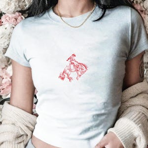 Cowboy Baby Tee, Vintage Y2K Womens Crop Top, Trendy T-Shirt, Retro Western Shirt, Cool Tees, Graphic Baby Tee, Country Concert Shirt
