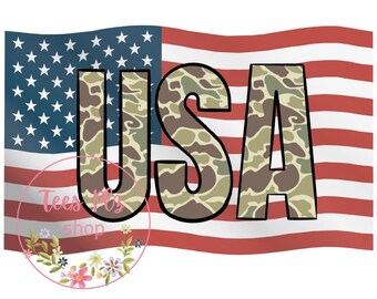 American Camo Flag USA Png, Patriotic Kids Sublimation (Digital Download)