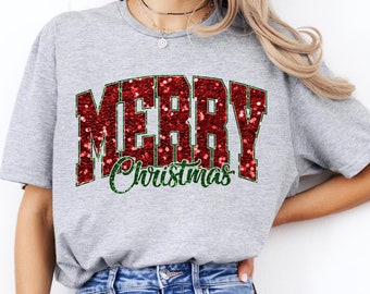 Merry Christmas Shirt, Soft style Women&#39;s Holiday Tee, Trendy Christmas Tshirt, Oversized Winter Shirt for Her, Christmas Tee for Women