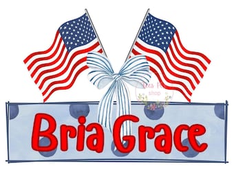 Kids July 4th Patriotic Name Plate, USA Png (DIY File)