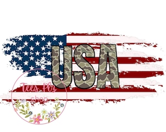 American Camo Flag USA PNG, Patriotic Boy Design (Digital Download)