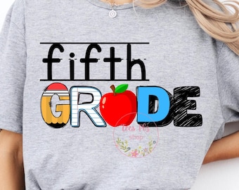 Fünfte Klasse Lehrer Shirt PNG, Back to School Design (Digitaler Download)