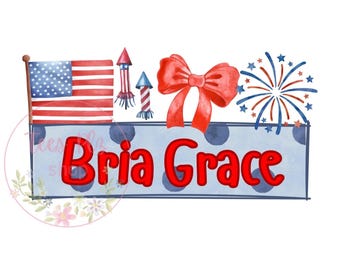 Patriotic Name Plate PNG, July 4th Sublimation (Digital Download)