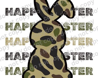 Camo Bunny Easter PNG, Camouflage, DTF Design (Digital PNG File)