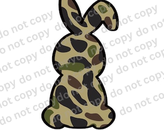 Camo Bunny Easter PNG, Camouflage Rabbit Clip Art (Digital PNG File)
