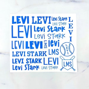Back to School Name Labels, Name Decal Sheet, Custom Boy Name Decals, Sport Decal Sheet, Vinyl Name Sheet, Name Decal Sheet, Boy Name Decals
