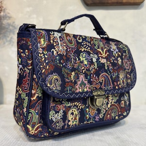 Sac à bandoulière bohème tapisserie, sacoche ethnique faite main, bandoulière multi-poches, cadeau sac à main pour femme, sac à bandoulière Boho fait main
