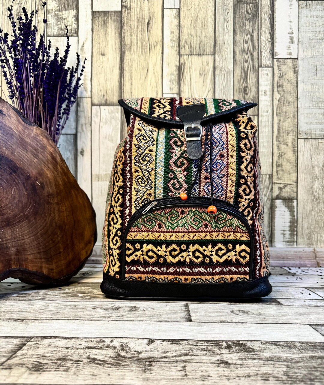 Hand Woven Kilim Backpack: Ethnic Oriental Style Bag - Etsy display picture 2
