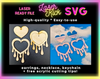 Heart Drip SVG, Heart Hoop Earrings, Vaporwave Weird Earrings