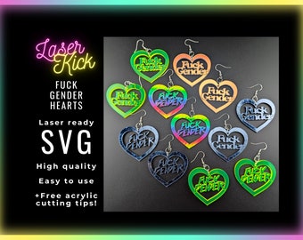 Fuck Gender SVG File, Queer Jewelry, Glowforge files