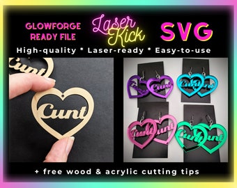 Cunt Earrings Digital Download Glowforge Lasercutting Cricut SVG File