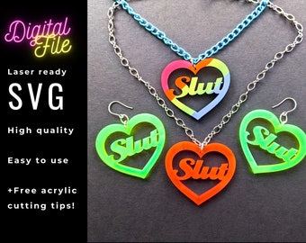 Slut Jewelry SVG, Glowforge Digital Download File, Cute, Sassy, Lasercutting Laser Cut