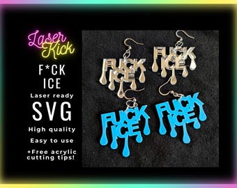 FUCK ICE SVG Earring File, Antifa, Anti Ice, Abolish, Eat The Rich Dangle