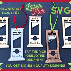 Guillotine Ornament SVG File Download Eat The Rich Christmas Goth Holiday Cheer Acrylic Family Revolution Protest Bezos