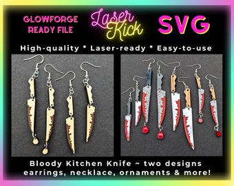 Bloody Knife SVG Digital Download True Crime Earrings