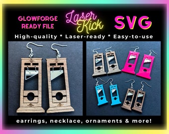 Guillotine SVG Halloween Glowforge File, Dangle Earring Eat The Rich