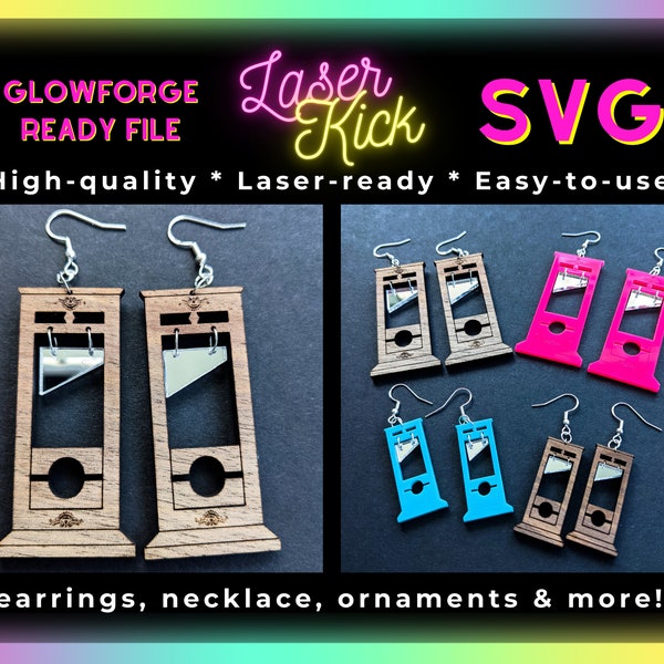 Guillotine SVG Halloween Glowforge File, Dangle Earring Eat The Rich