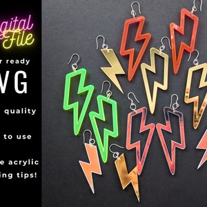 Lightning Bolt SVG, Lightning Bolt Earrings, Digital Download David Bowie Jewelry