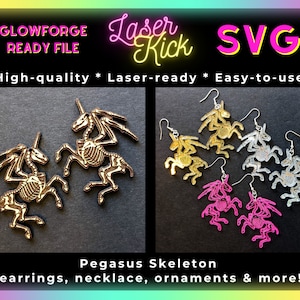 Pegasus Skeleton SVG Digital Download Weird Earrings