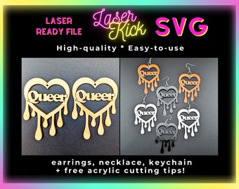 Queer Drip SVG Digital Download Pride Earrings Lesbian Earrings