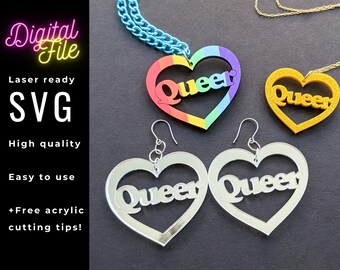 Queer Love SVG Digital Download Pride Earrings