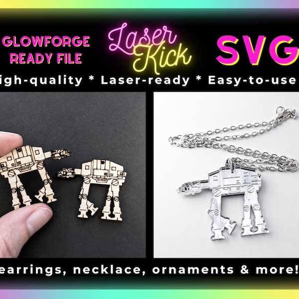 At-At SVG Star Wars Laser Cut File At At Walker Empire Strikes Back Earrings Statement Necklace Geek Jewelry