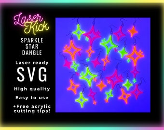 Sparkle Star Hoop SVG, Fun Earrings, Digital Download David Bowie Jewelry