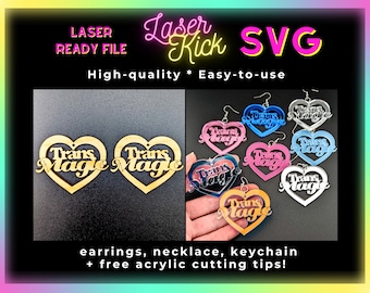 Trans Magic SVG File, Transgender Jewelry, Lesbian Earrings