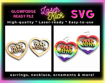 Black Lives Matter SVG File, Digital Lasercut Glowforge Download, Earring Necklace Jewelry BLM Laser