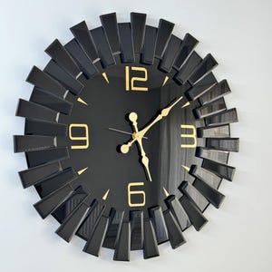 Wall Clock, Black Gold Wall Clock, Medium and Extra Large Size Lux Clock, Modern Wall Decor, Wall Clock for Office, Mirrored Decor for Wall