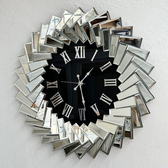 Luxury 3D Silver Mirrored Wall Clock | High-End Statement Wall Art | 63 & 80 cm