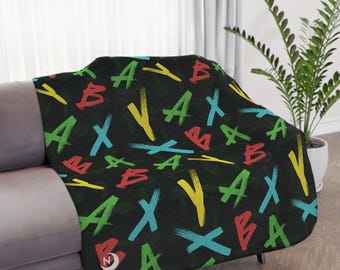 Cozy Xbox inspired Sherpa Blanket, Gamer Gift, Retro Gamer Decor
