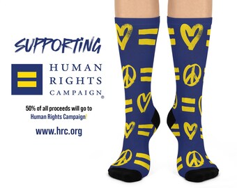 Human Rights Campaign Inspired Crew Socks, Equality Awareness Apparel