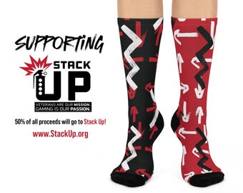 Red and Black Gaming Socks, Stack-Up Charity Support