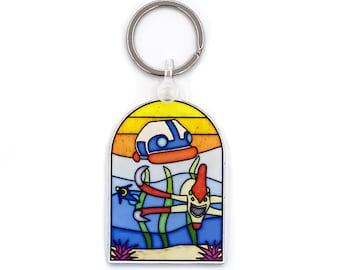 Stained Survival Keychain - Subnautica Video Game Themed