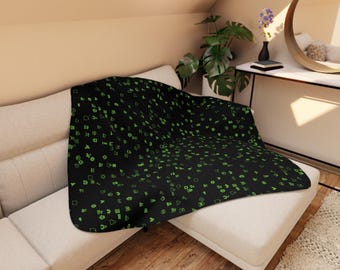 Sherpa Blanket with Wasteland Map Inspired Design, Cozy Gaming Blanket