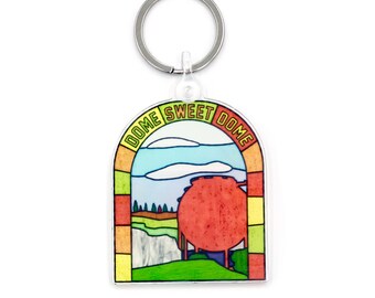 Dome Sweet Dome Stained Glass Survival Keychain - Rust Inspired