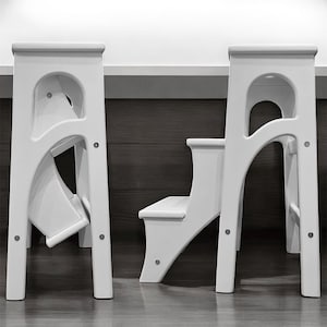 Stepladder for Kitchen, Folding Step Stool, Library Chair Ladder, Stool Ladder Adult, Wooden Chair, Foot Stool, Library Steps, White Chair