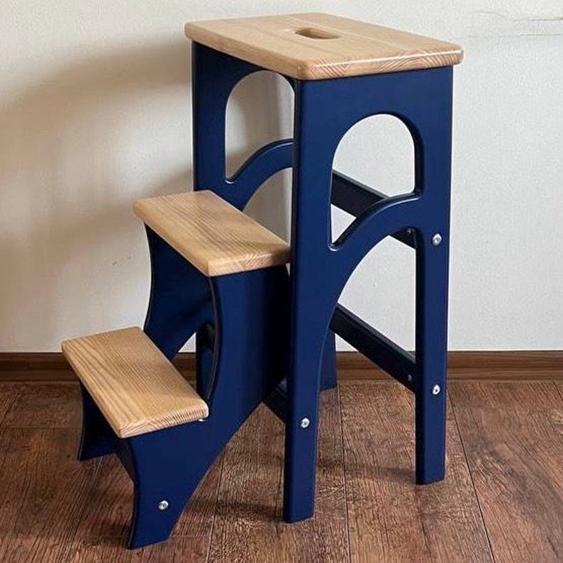 Stepladder, Wooden Stool, Library Ladder, Kitchen Folding Step Stool ...