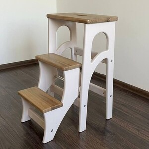 Wood Stepladder, Folding Step Stool, Kitchen Ladder, Walnut Library Steps, Dining Chair, Wooden Stool
