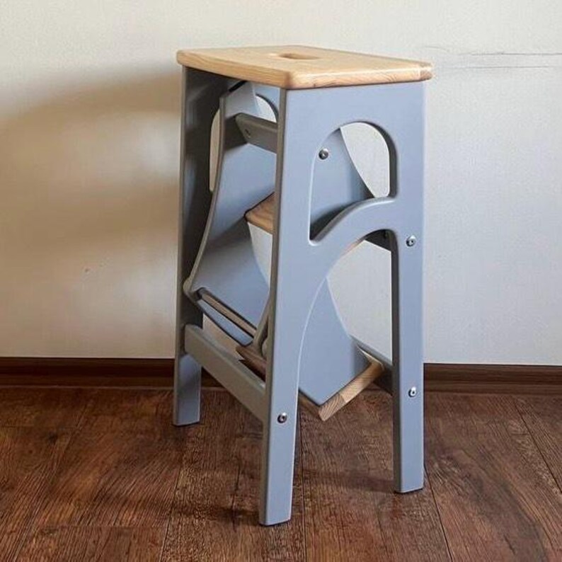 Wood Stepladder - Folding Step Stool for Home and Kitchen, Stool Ladder ...